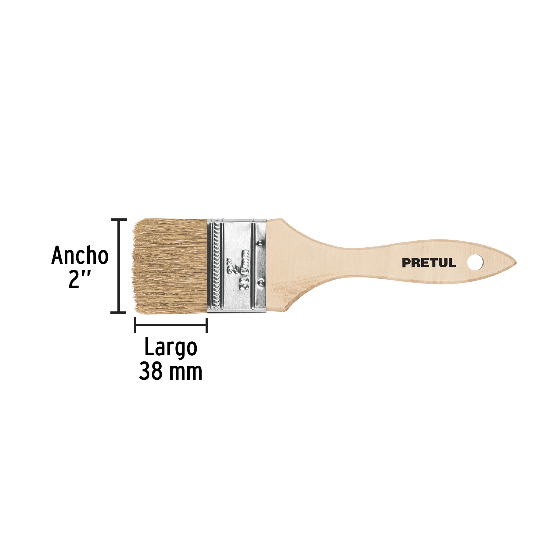 Brocha economica mango de madera 2" Pretul