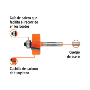 Broca para router, rebajado, 1-1/4" con balero