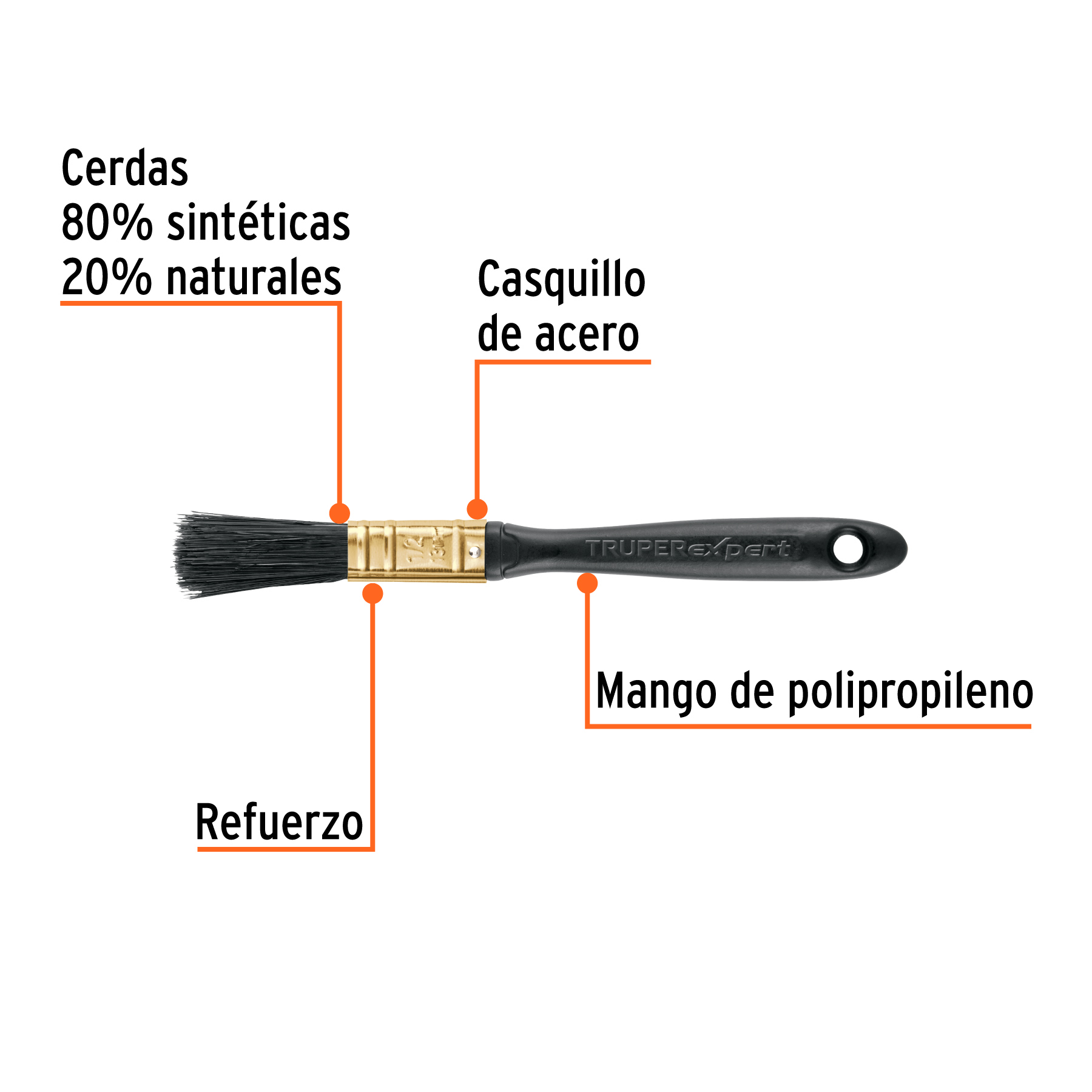 Brocha Profesional de 1/2" Cerdas Suaves Truper Expert