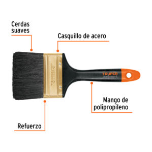 Brocha Profesional de 3" Cerdas Suaves Truper Expert