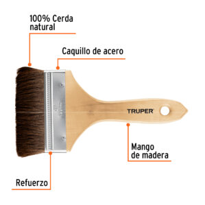 Brocha pelo de camello, mango de madera, 4"