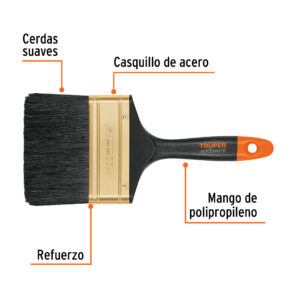 Brocha Profesional de 4" Cerdas Suaves Truper Expert