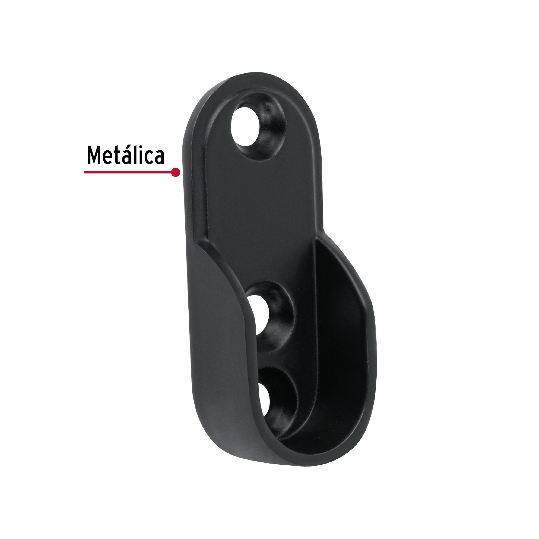 Brida para tubo ovalado de closet Negro Mate