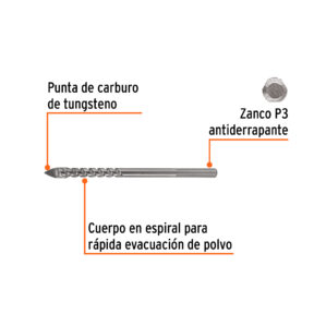 Broca para vidrio y azulejo 1/4" Truper Expert