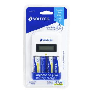 Cargador de pilas, AA, AAA, incluye 4 pilas AA