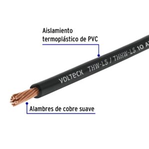 Cable Luz 10 AWG THHW-LS negro rollo 100m