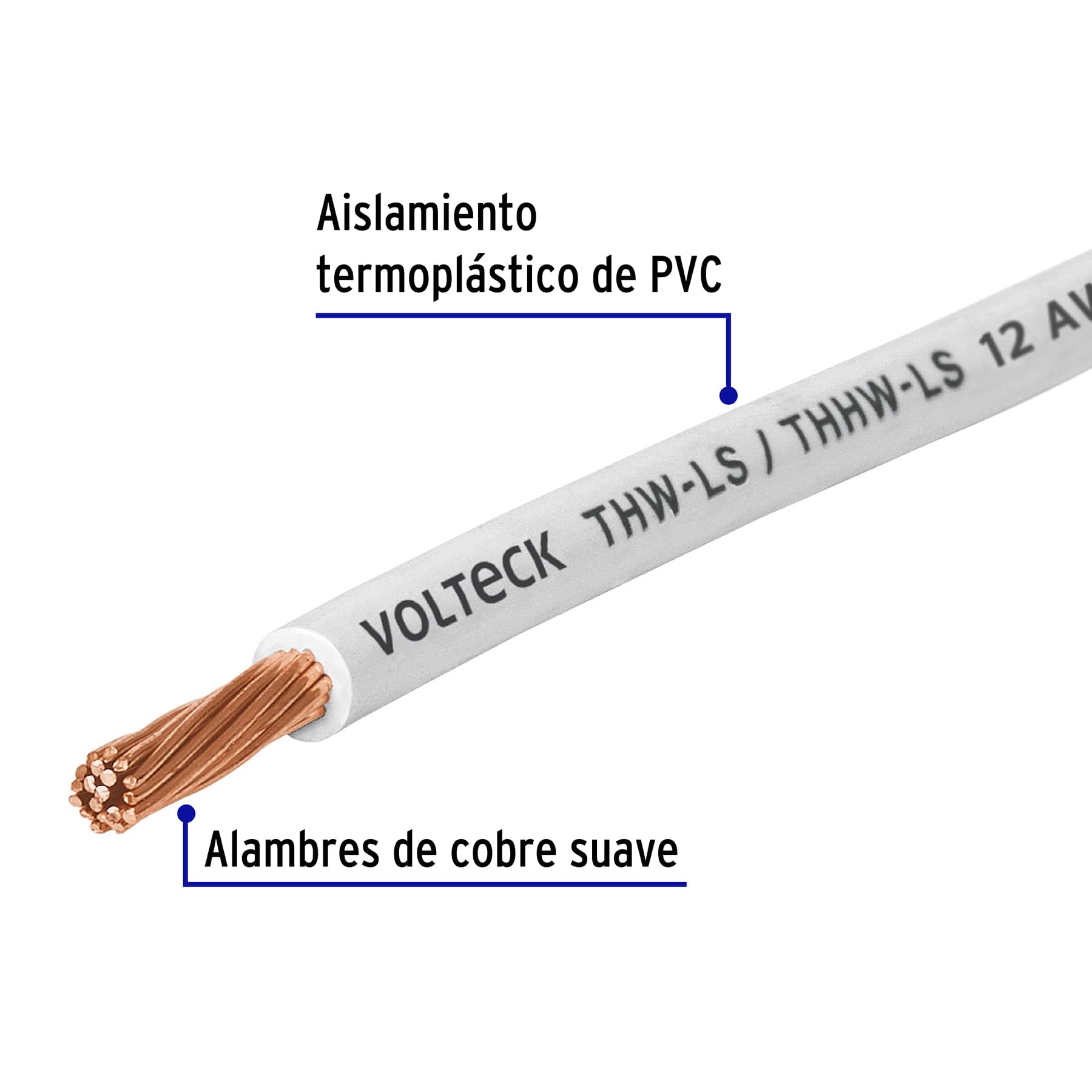 Cable Luz 12 AWG THHW-LS blanco rollo 100m