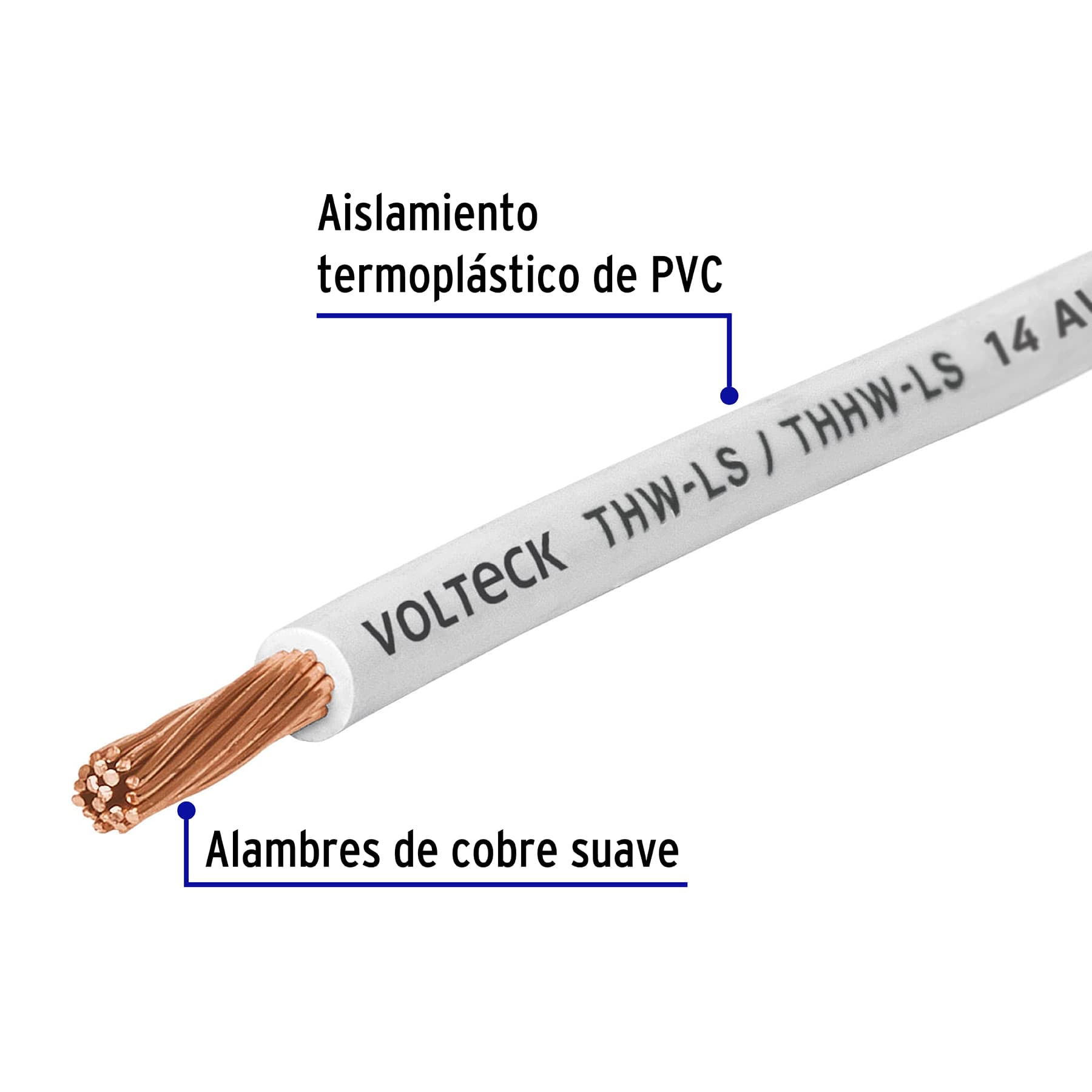 Cable Luz 14 AWG THHW-LS blanco rollo 100m