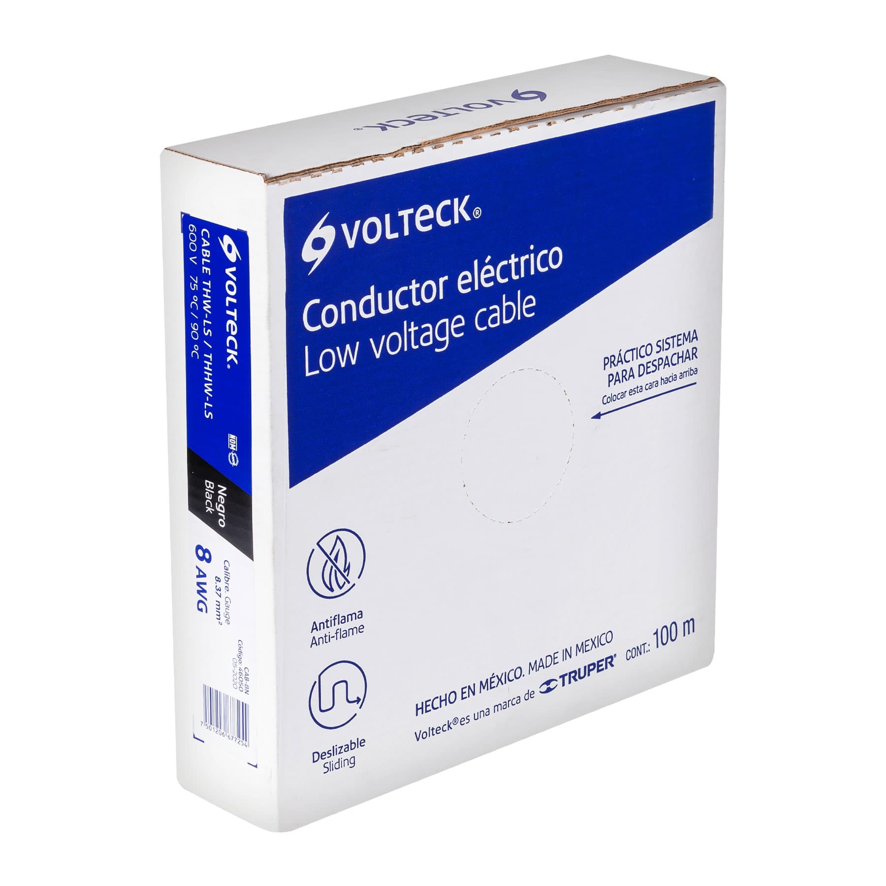 Cable Luz 8 AWG THHW-LS negro rollo 100m