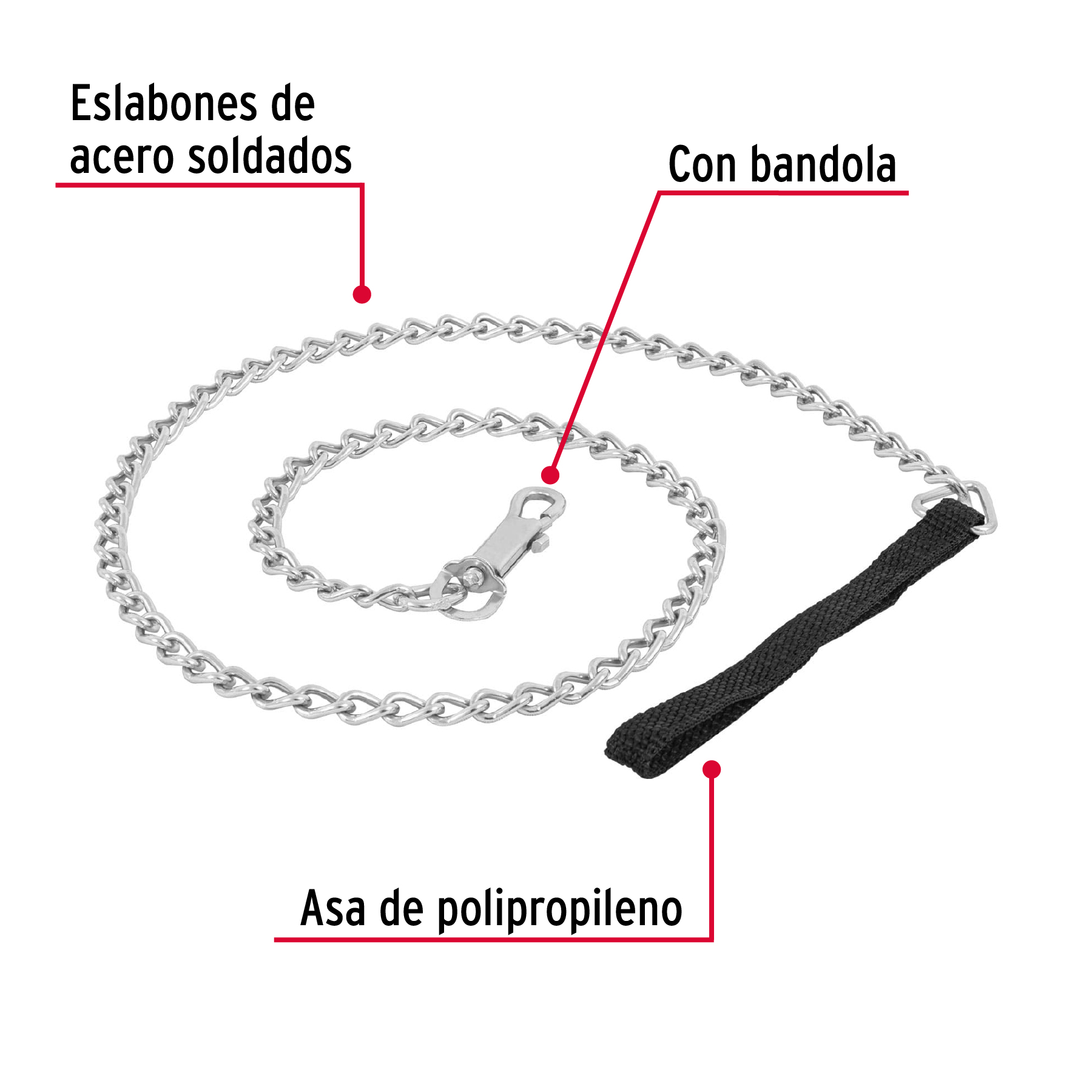 Cadena Correa de paseo para perro 1.2m eslabon 3mm