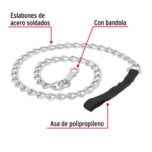 Cadena Correa de paseo para perro 1.2m eslabon 5mm