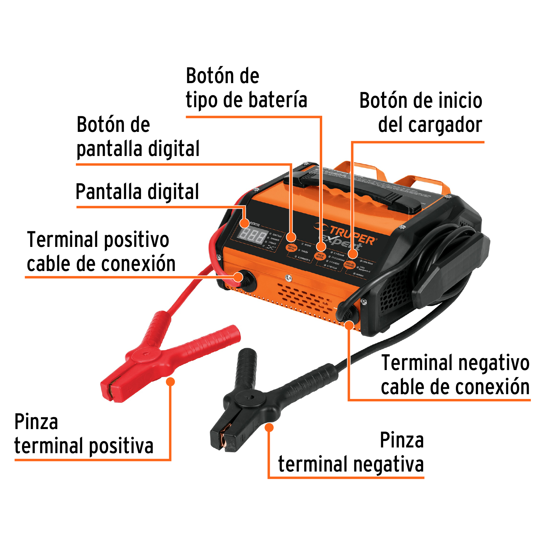Cargador Arrancador de Auto 50A para baterias de 6v y 12V