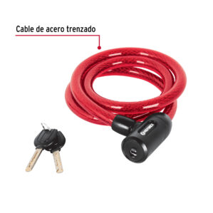 Candado de cable con llave 15mm de 1.20m Moto Bicicleta