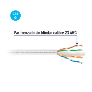 Metro de cable UTP CAT 6 Blanco Calibre 23