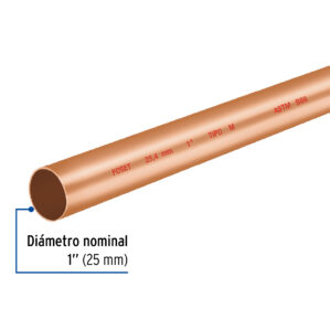 Tubo cobre tipo "M" 1" de 3m para Agua