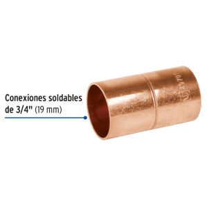 Cople de cobre 3/4" con Tope
