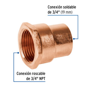 Conector de cobre rosca interior 3/4"