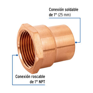 Conector de cobre rosca interior 1"