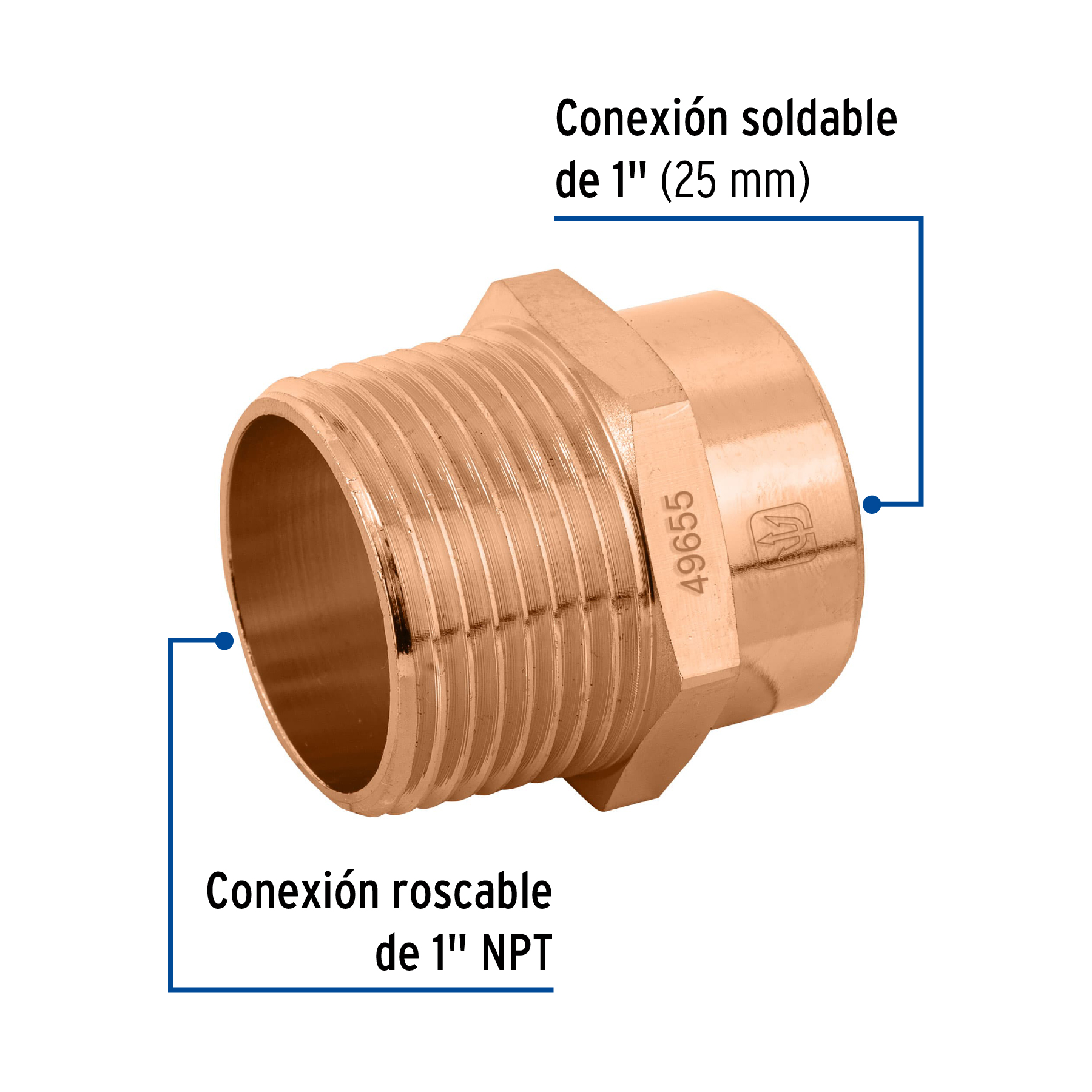 Conector de cobre rosca exterior 1"