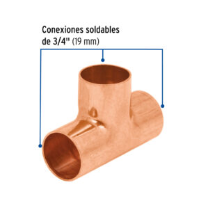 Tee de cobre sencilla de 3/4"