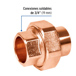 Tuerca union cobre a rosca externa 3/4"
