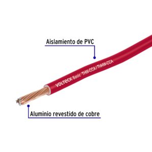 Rollo de 100m de cable THW CCA Calibre 10 Rojo Alucobre