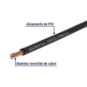 Rollo de 100m de cable THW CCA Calibre 12 Negro Alucobre