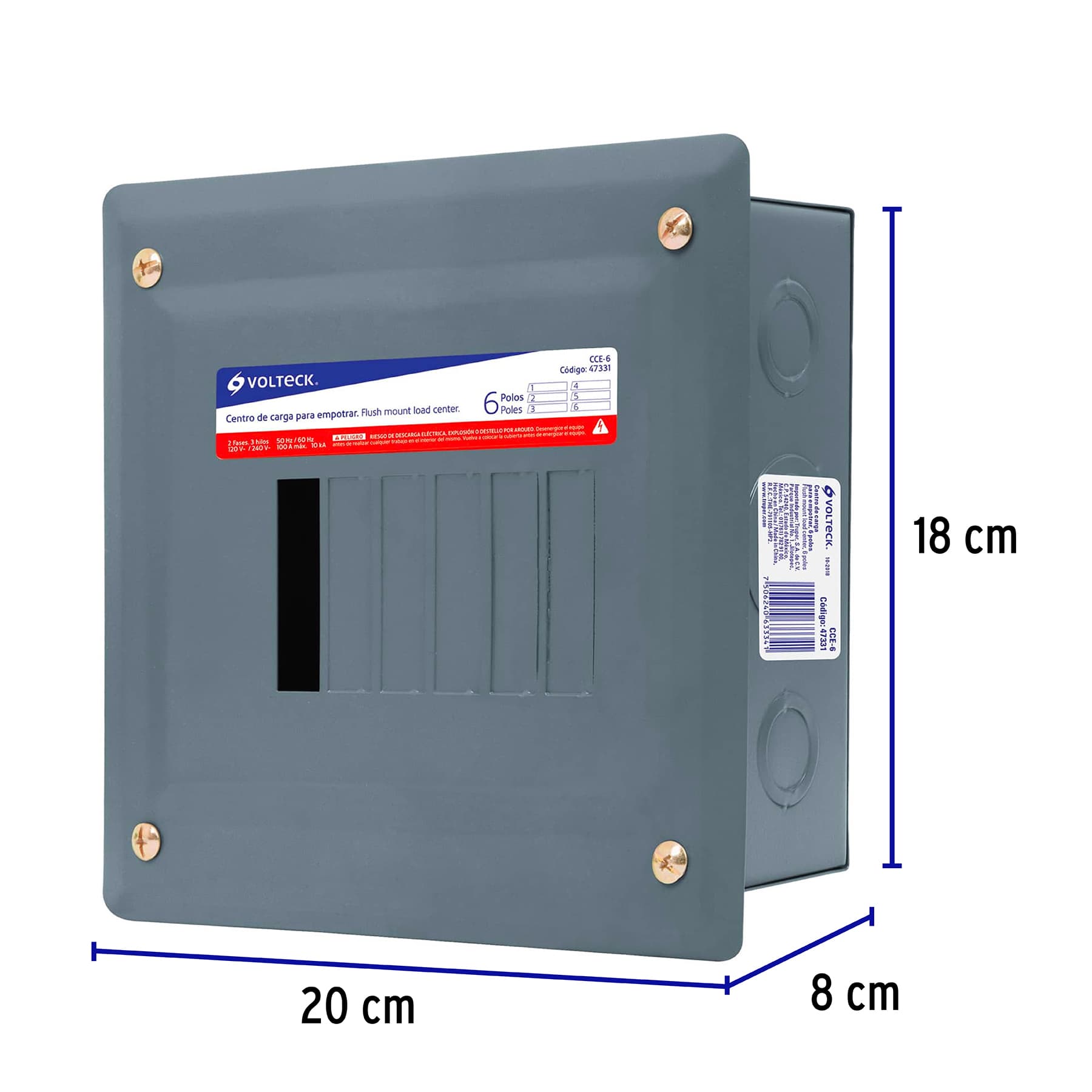 Centro de carga empotrable 6 polos Volteck