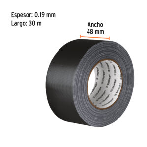 Cinta negra para ducto 30m x 48mm espesor 0.19mm Truper