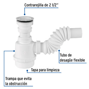 Cespol de bote fregadero 1-1/2" con contra 2-1/2"