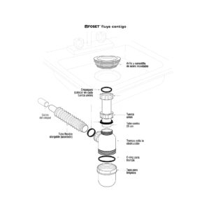 Cespol bote para fregadero con contracanasta 1-1/2