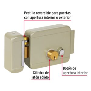 Cerradura electromecanica con boton Izquierda Hermex