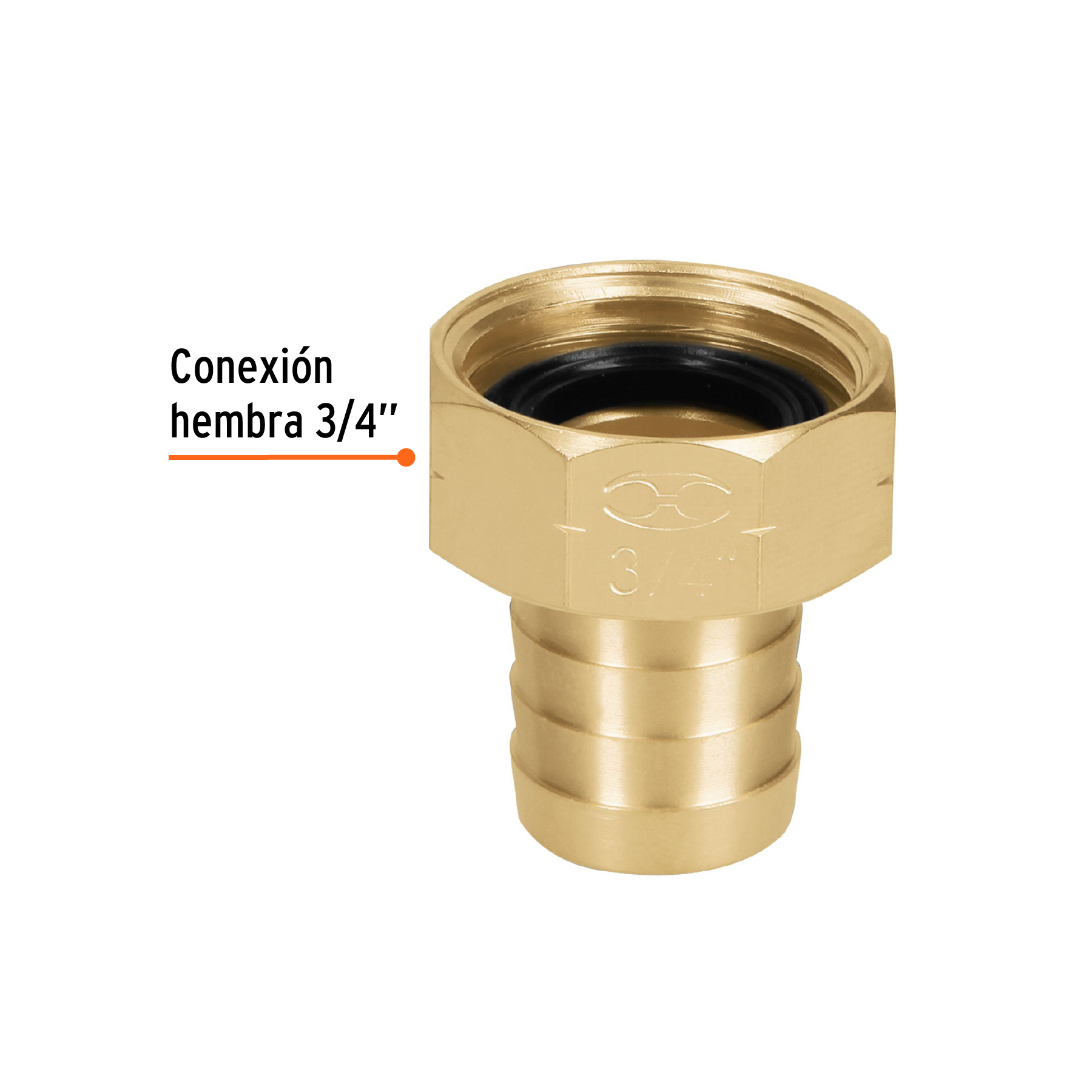 Conexion de laton hembra de 3/4" para manguera