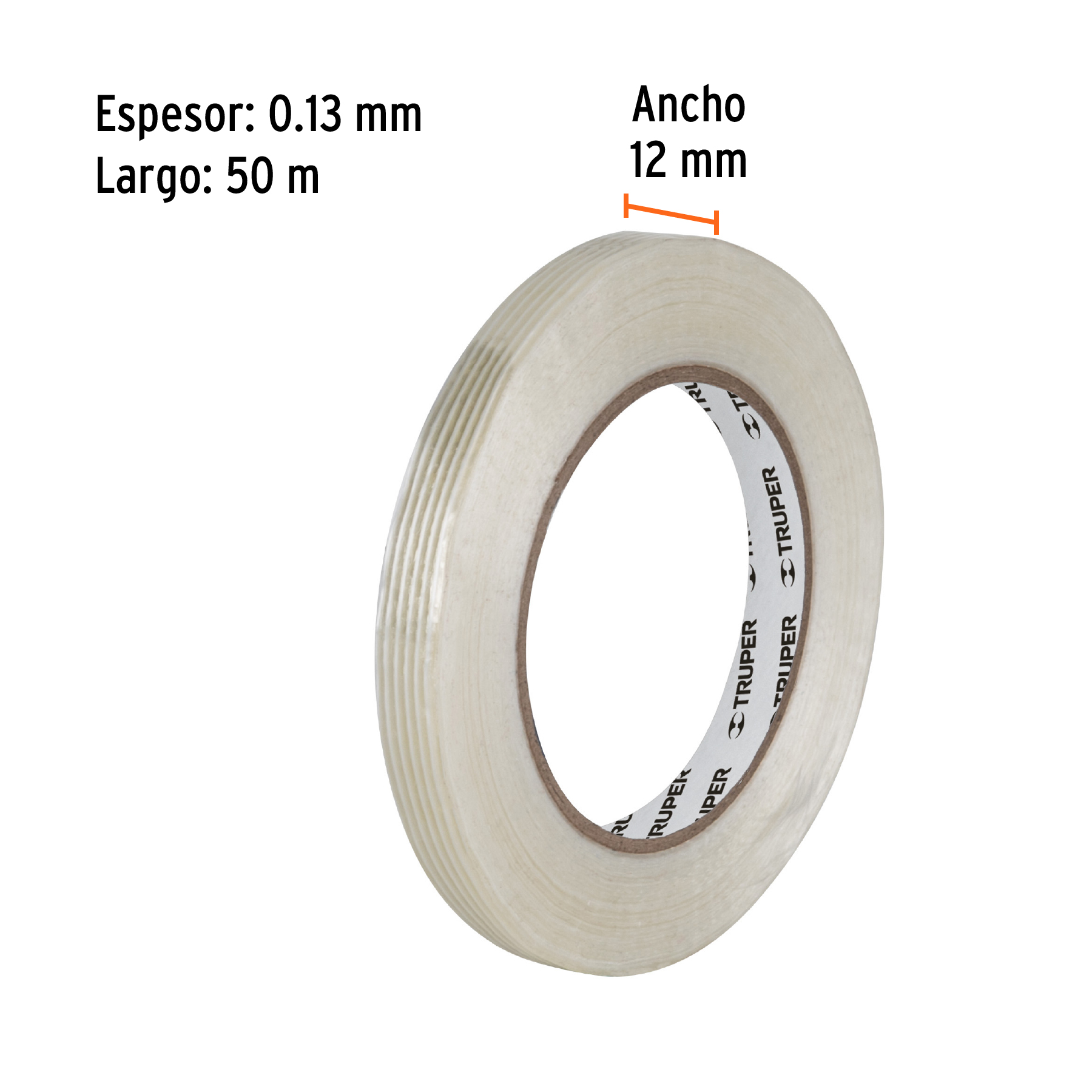 Cinta flejadora con filamentos 12mm x 50m transparente