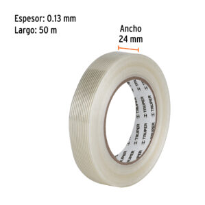 Cinta flejadora con filamentos 24mm x 50m transparente