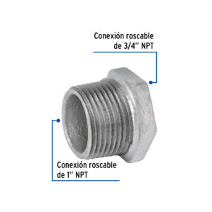 Reduccion bushing acero galvanizado 1"x 3/4"