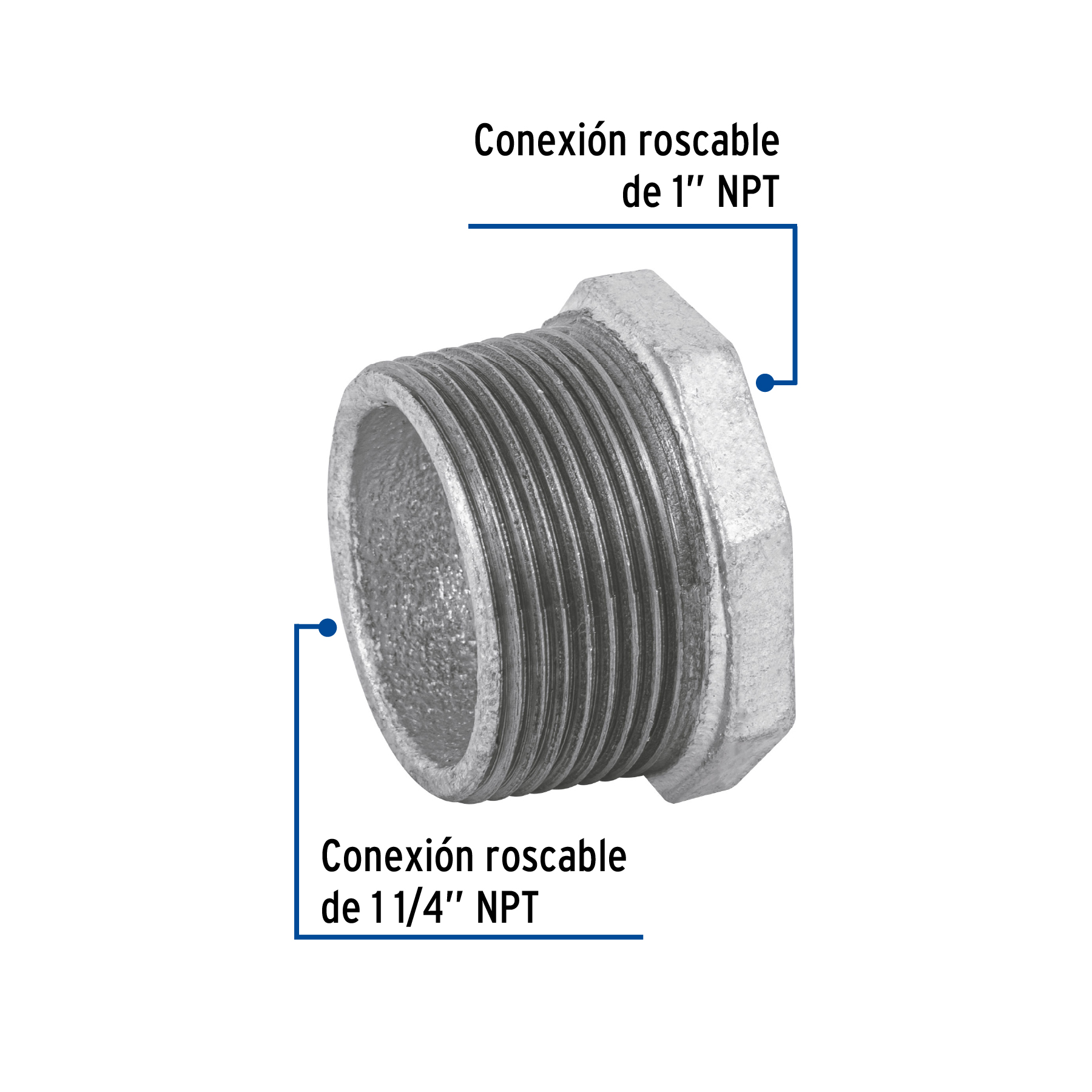 Reduccion bushing, acero galvanizado, 1-1/4 x 1"