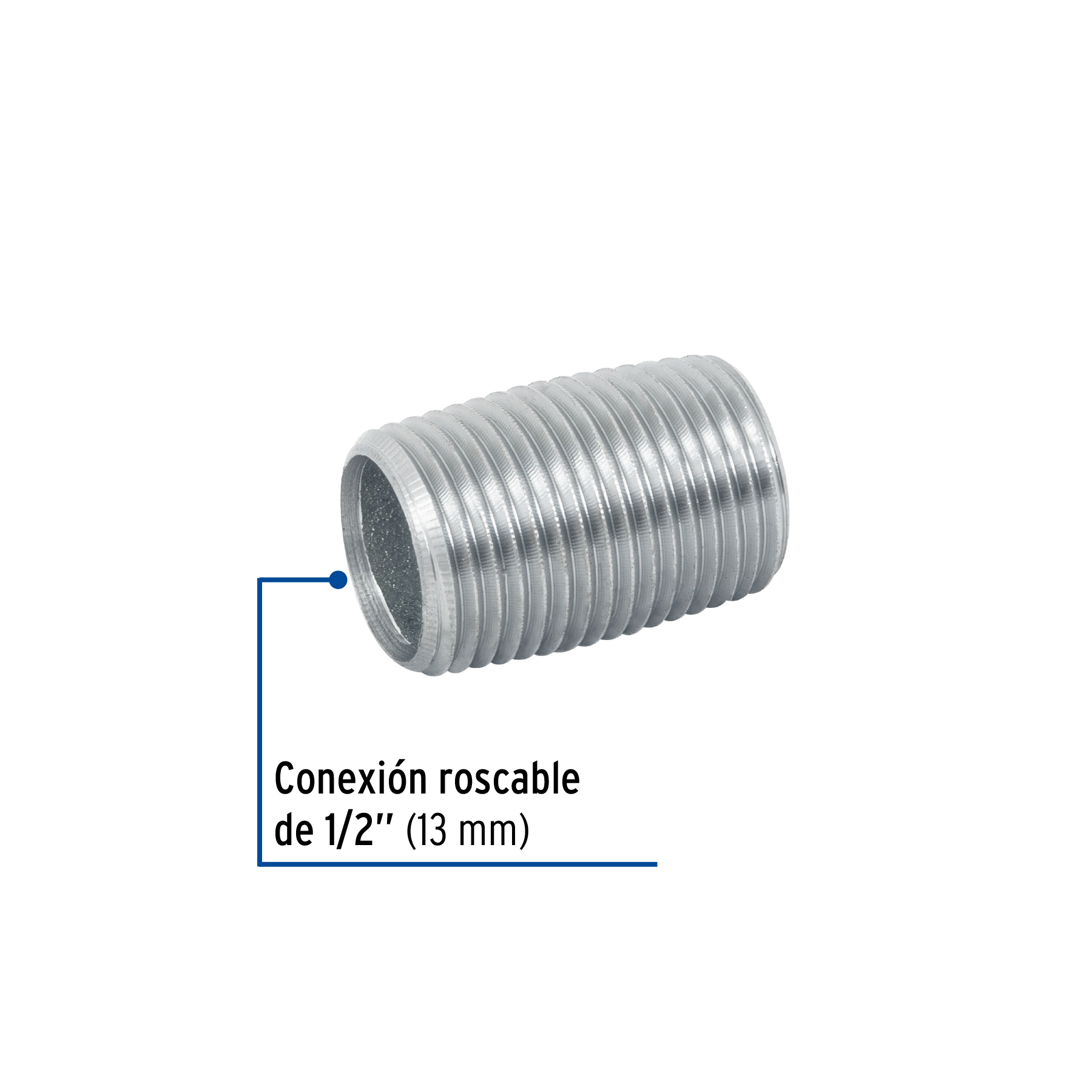 Niple acero galvanizado cuerda corrida 1/2" cedula 40