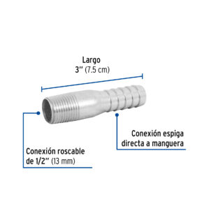 Niple insercion galvanizado tipo botella 1/2" manguera
