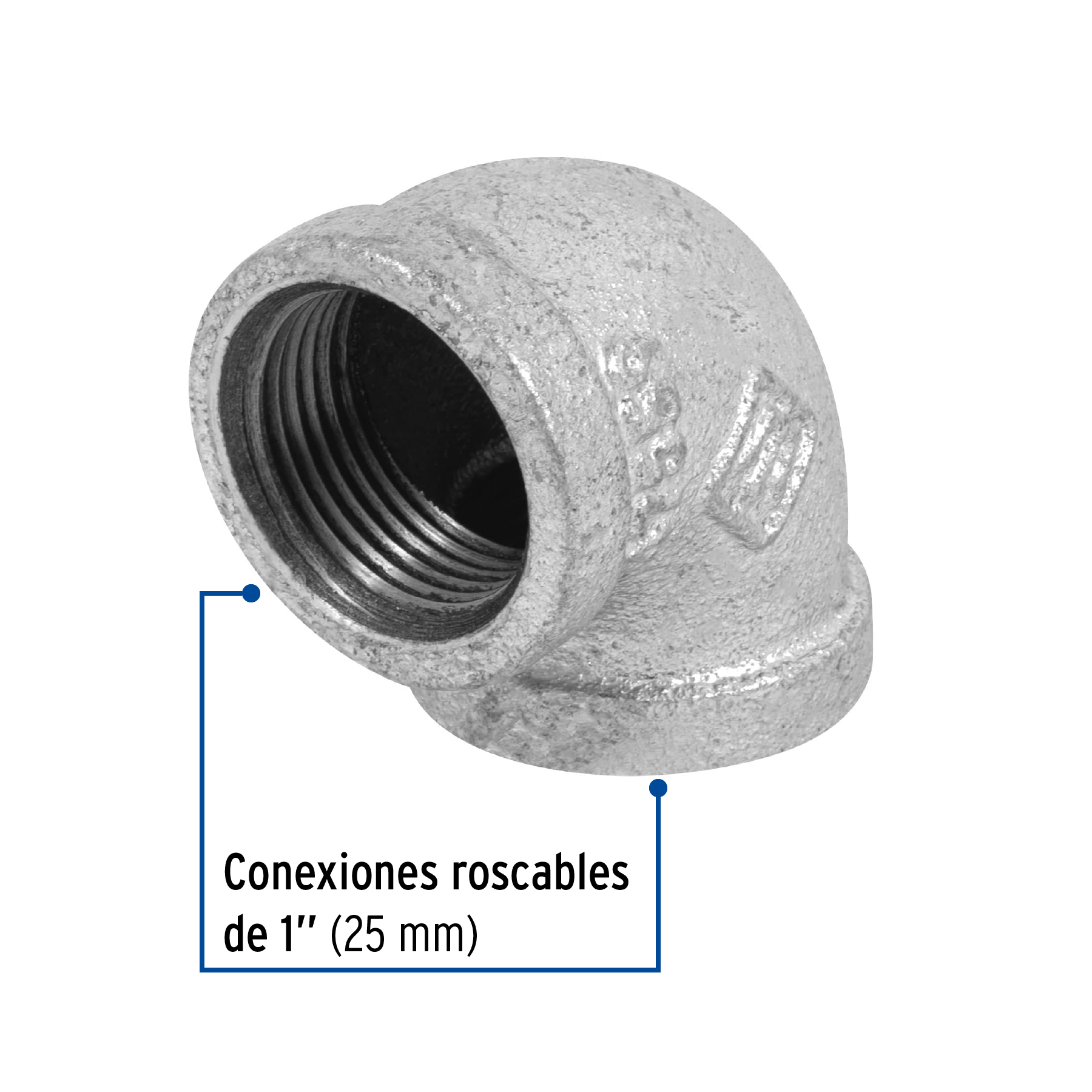 Codo 90° acero galvanizado 1"