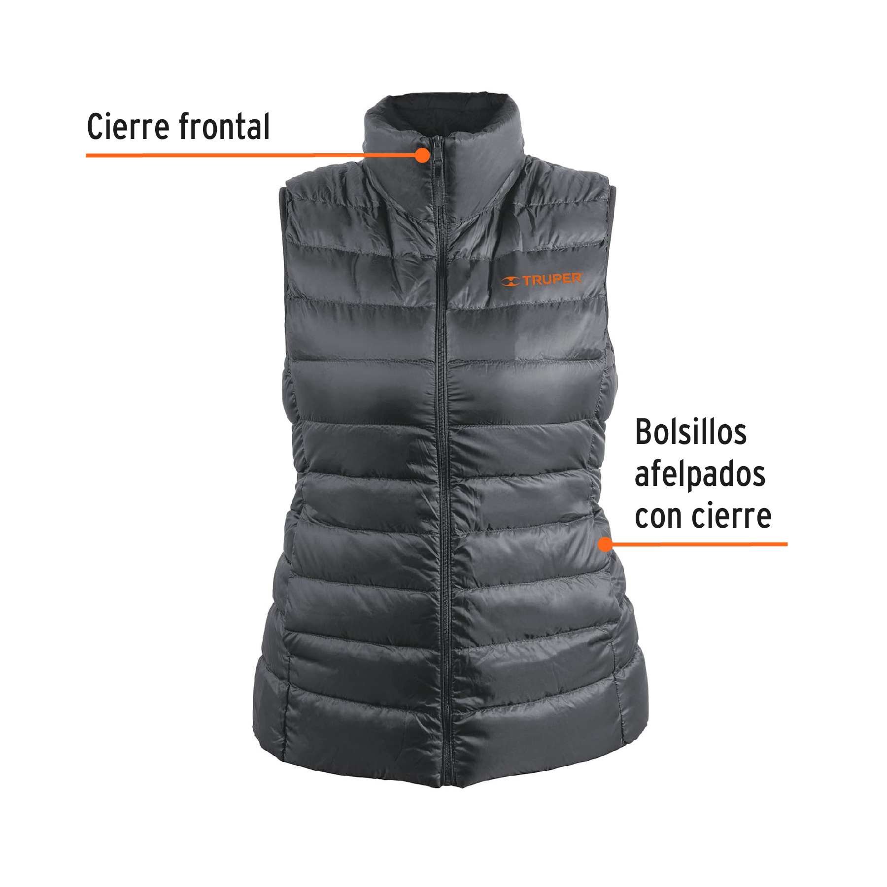 Chaleco de plumas para dama talla mediana