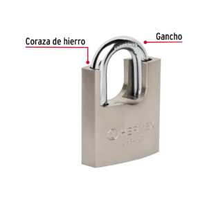 Candado de hierro con coraza 60mm llave anti ganzua