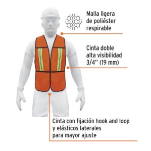 Chaleco de seguridad con cintas reflejantes naranja Pretul