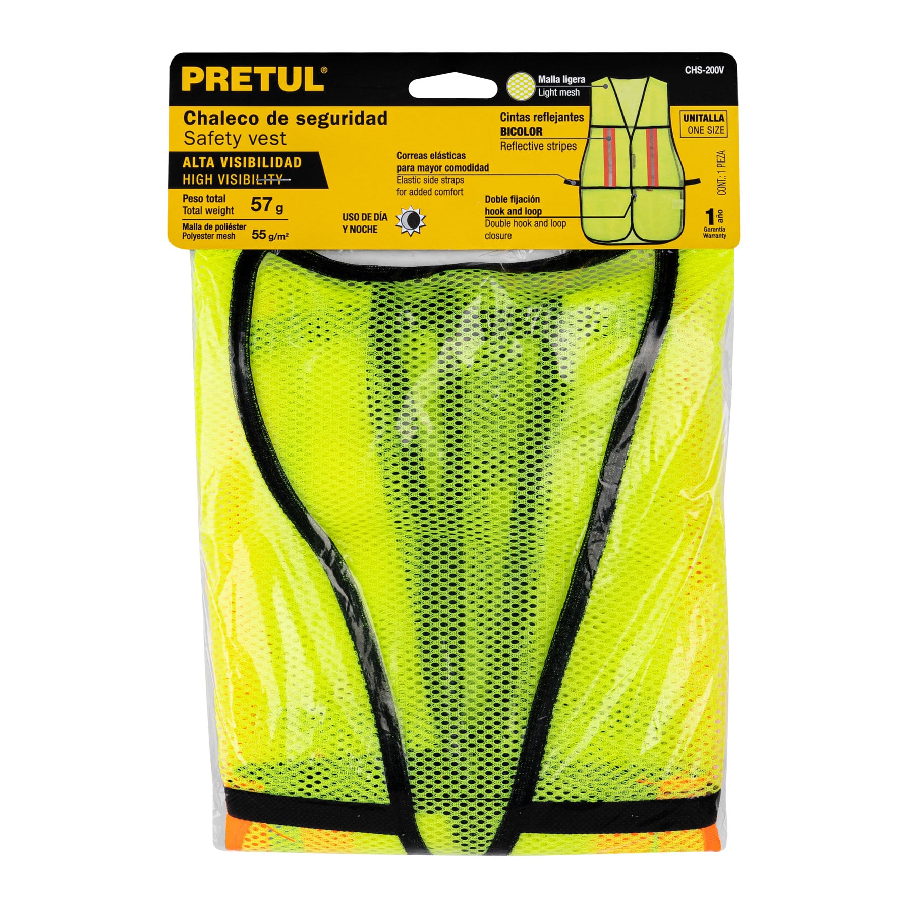 Chaleco de seguridad con cintas reflejantes verde Pretul