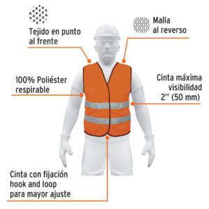 Chaleco de seguridad alta visibilidad naranja