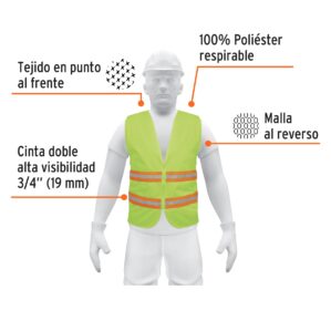 Chaleco de seguridad alta visibilidad con cierre verde