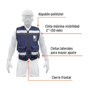Chaleco brigadista con cintas reflejantes color azul marino