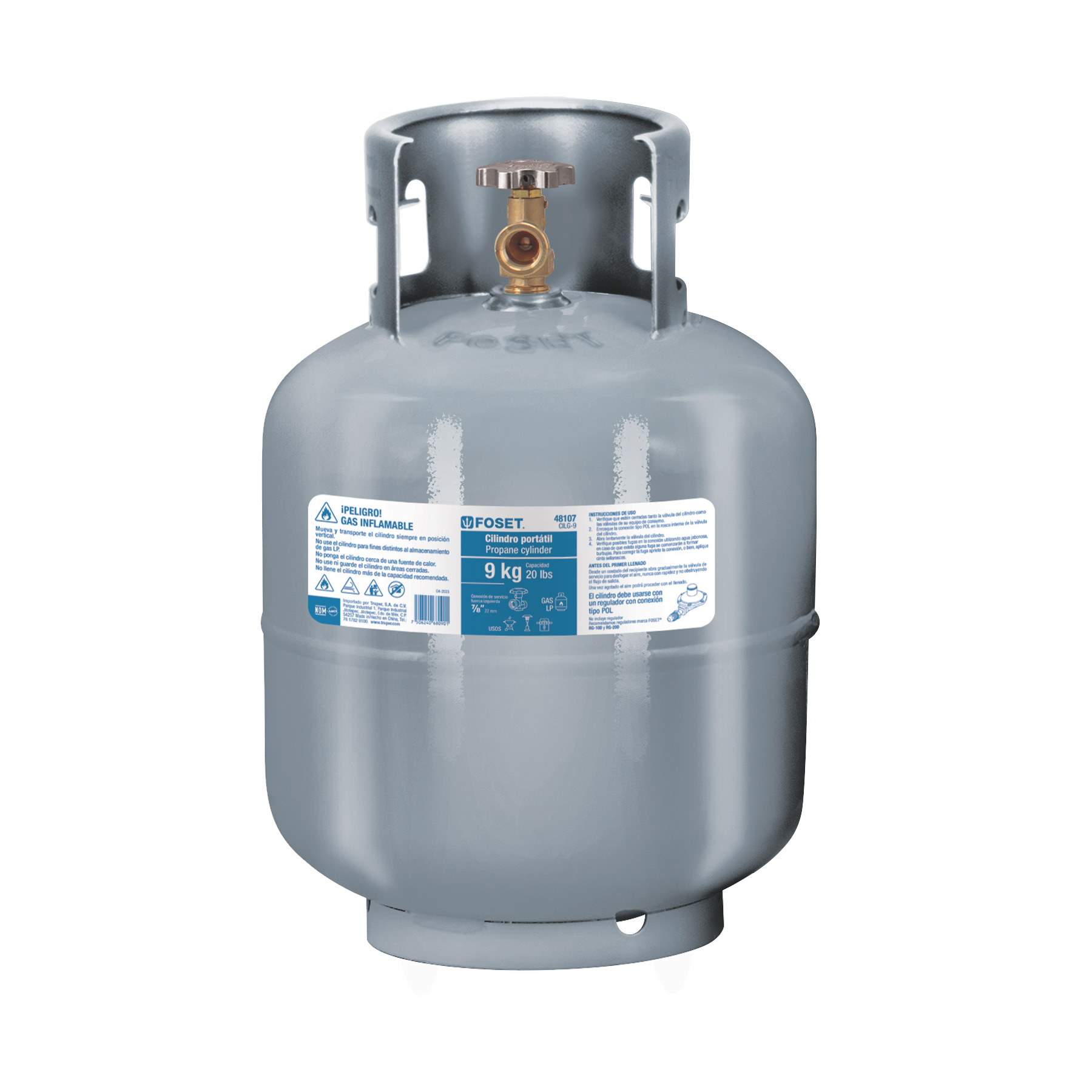 Tanque Cilindro portatil de Gas LP 9kg Foset