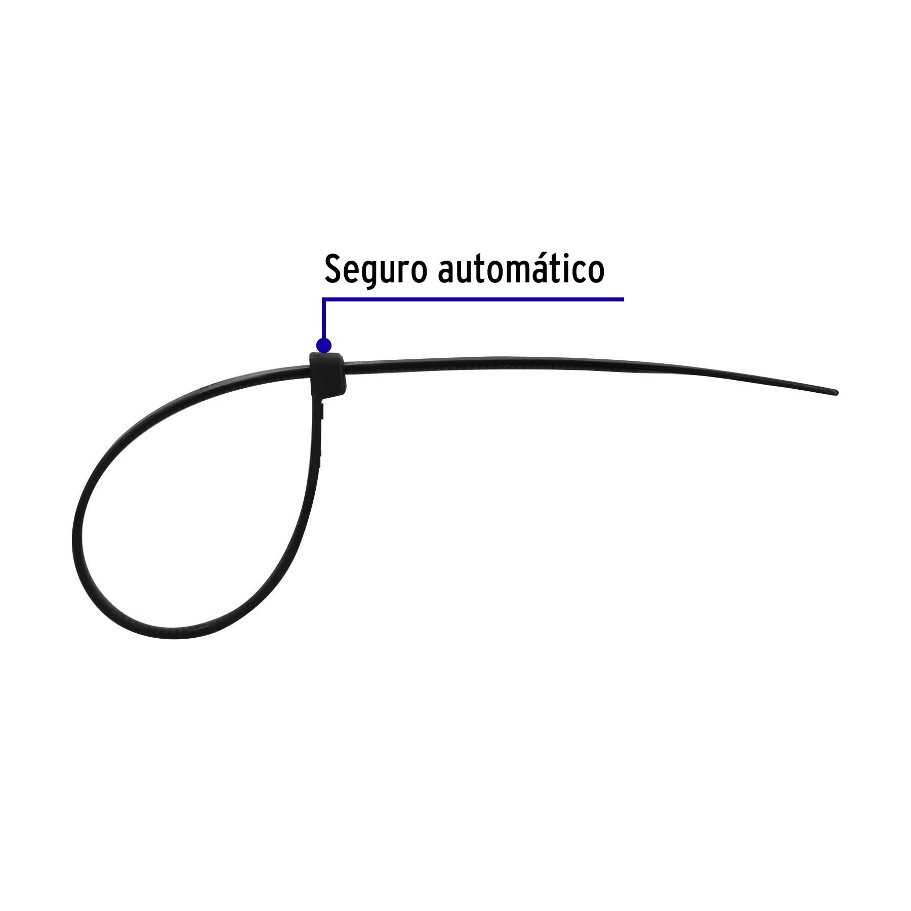 Cincho plastico 40cmx4.5mm negro bolsa con 25 pzas