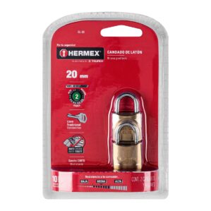 Candados de laton 20mm gancho corto blister 2 piezas